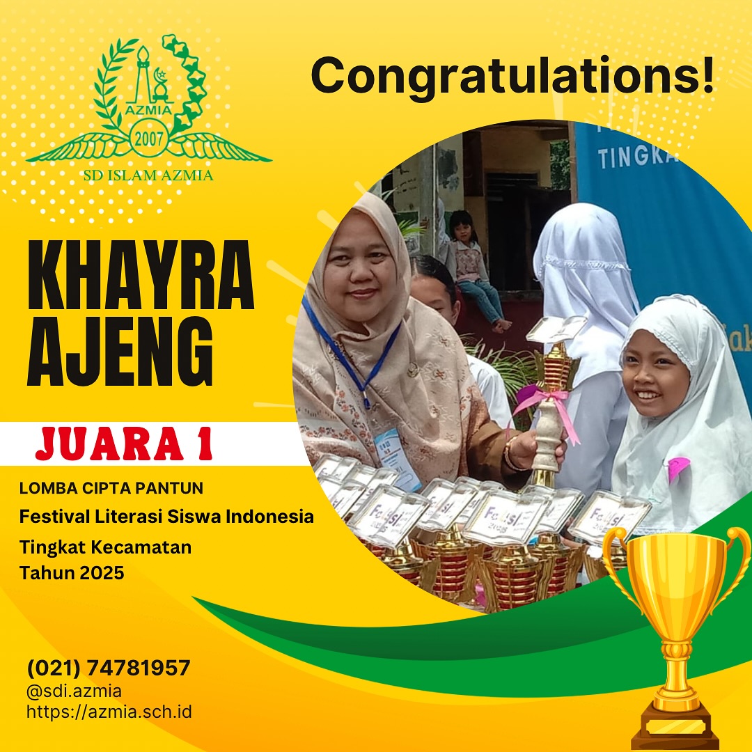 Selamat kepada ananda 'Khayra Ajeng Maritza' telah meraih Juara I Cipta Pantun (FELSI) Tingkat Kecamatan