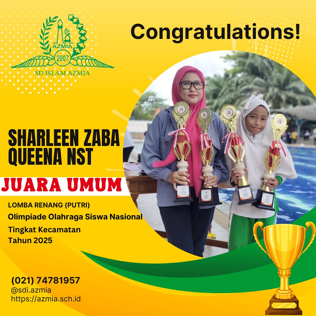 Selamat kepada ananda 'Sharleen Zaba Queena Nst' telah meraih Juara Umum Renang Putri (O2SN) Tingkat Kecamatan
